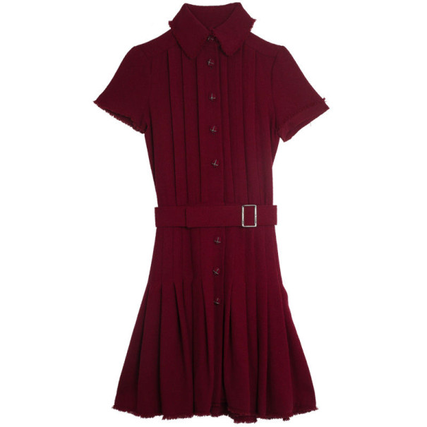 Chanel Oxblood Pleated Tweed Dress S