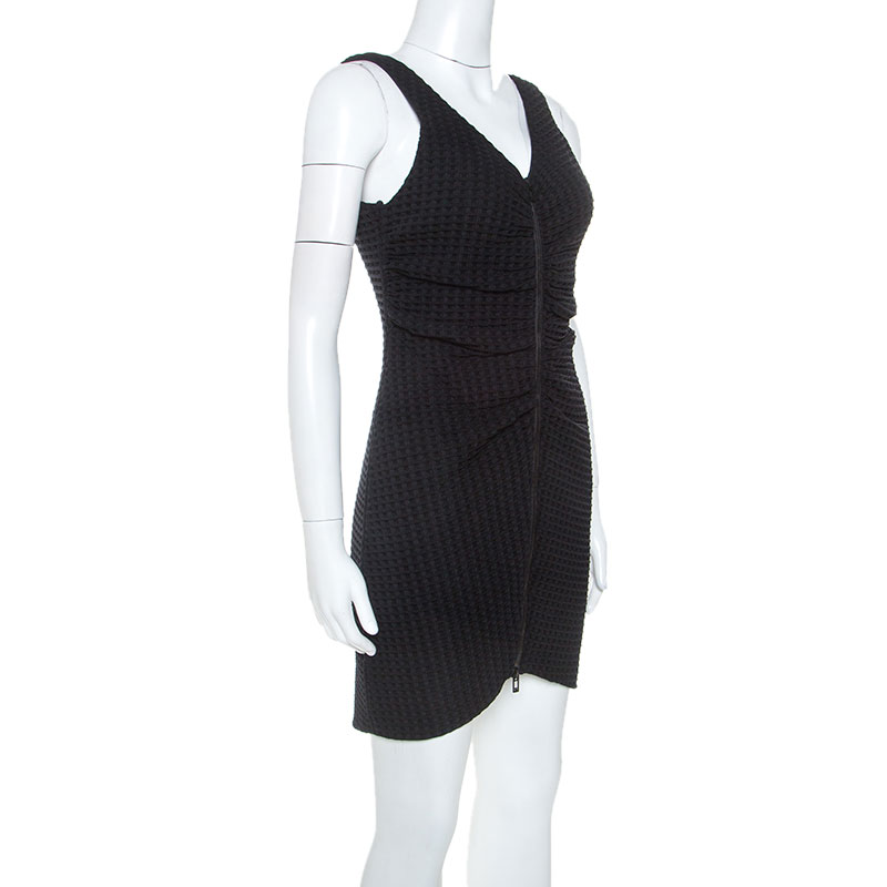 

Chanel Black Geometric Patterned Ruched Detail Mini Dress