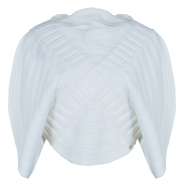 Pre Owned Chanel White Circular Knit Top S