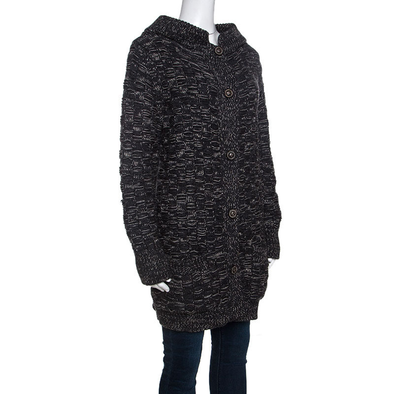

Chanel Grey Cashmere Knit Button Front Cardigan