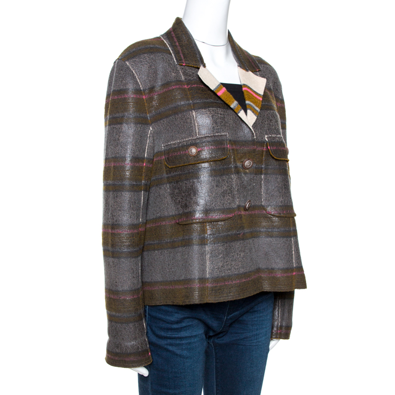 

Chanel Multicolor Coated Cashmere Button Front Jacket