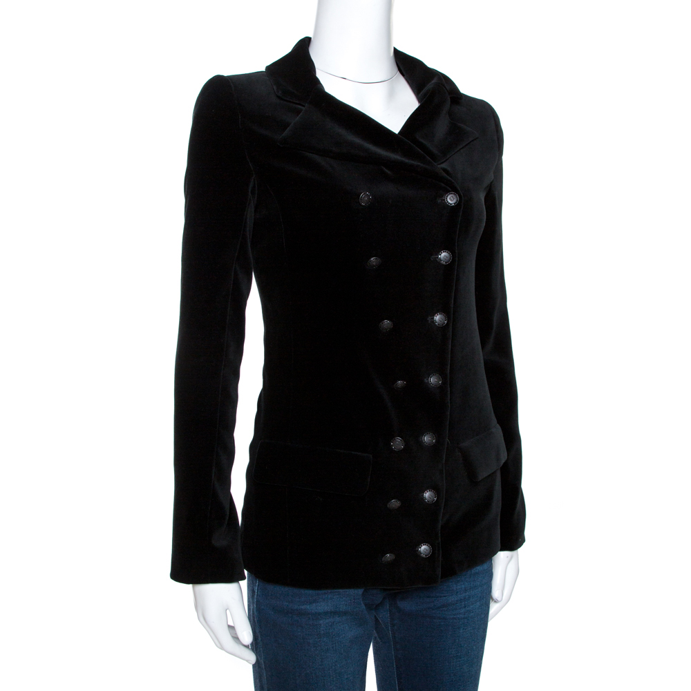 

Chanel Black Velvet Double Breasted Blazer