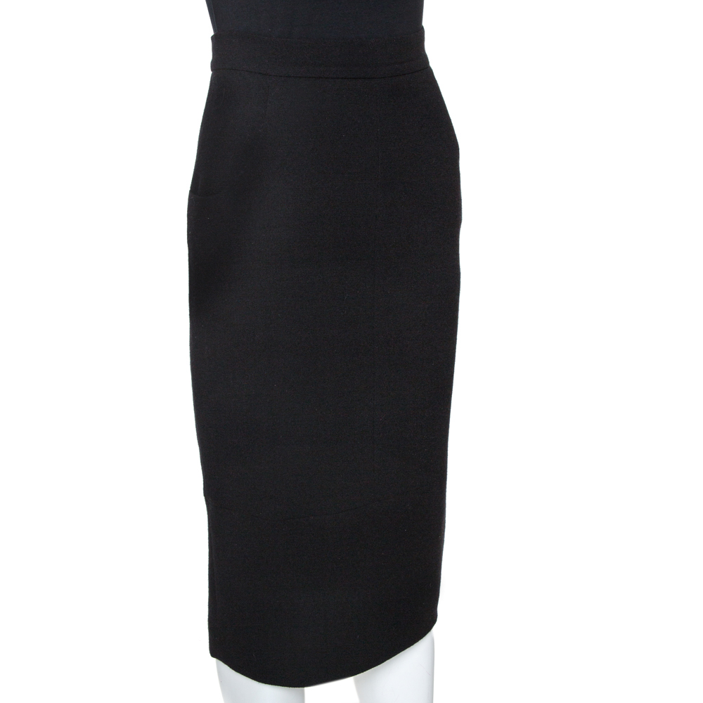 

Chanel Black Crepe Wool Pencil Skirt
