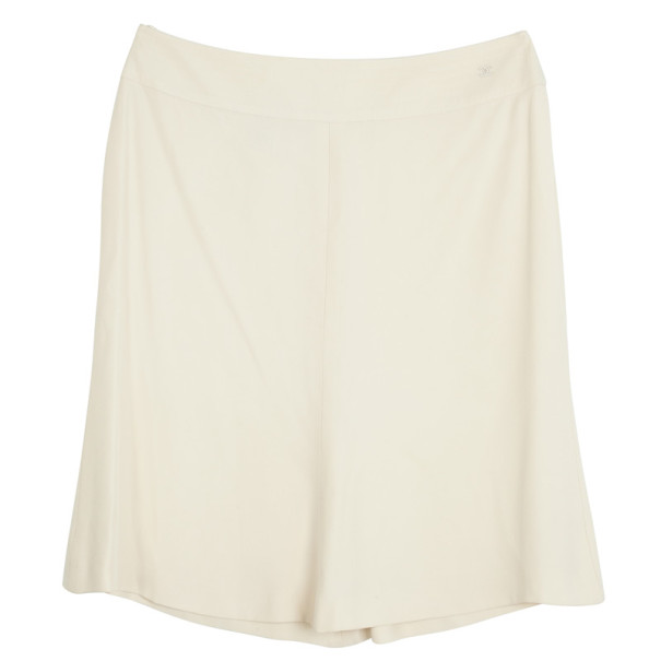 Chanel Cream Midi Silk Skirt L