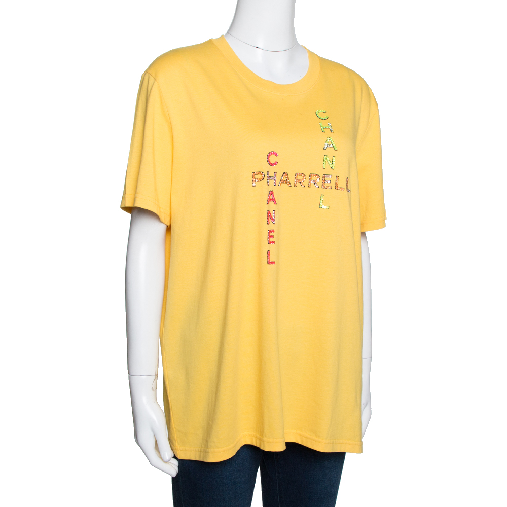 

Chanel X Pharrell Yellow Embellished Cotton Short Sleeve T-Shirt