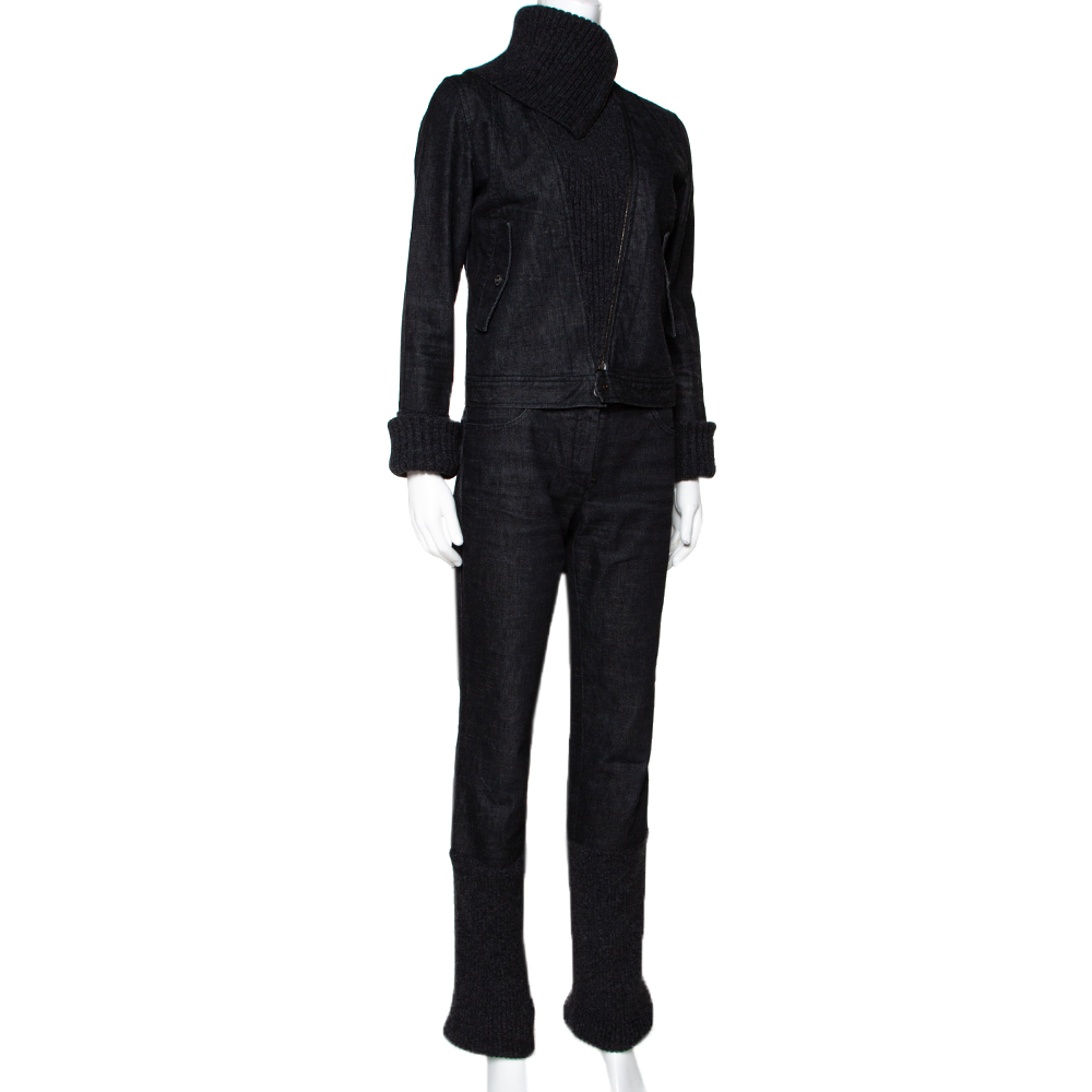 

Chanel Charcoal Grey Denim & Rib Knit Pant Suit