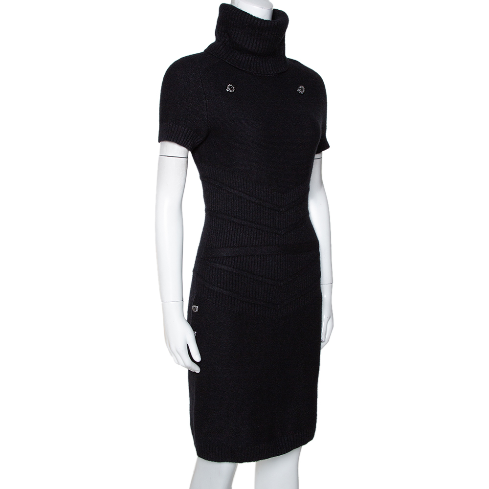 

Chanel Black Cashmere Blend Turtleneck Sweater Dress