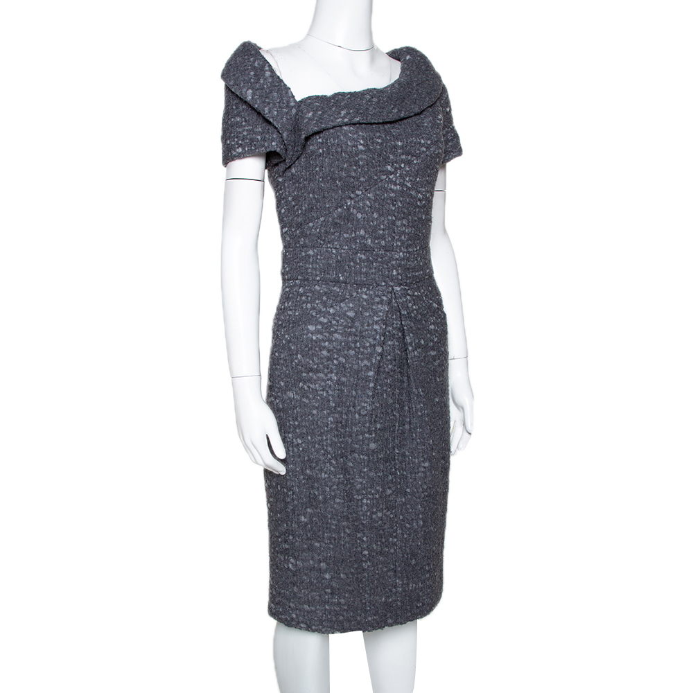 

Chanel Grey Wool Felted Midi Dress