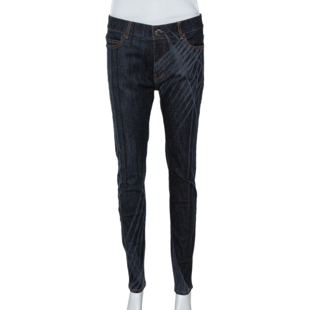 Pre Owned Chanel Dark Blue Dark Wash Denim Slim Fit Jeans M