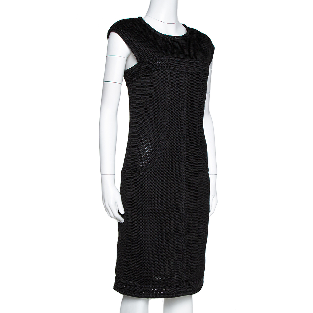 

Chanel Black Nylon Mesh Fitted Sheath Dress