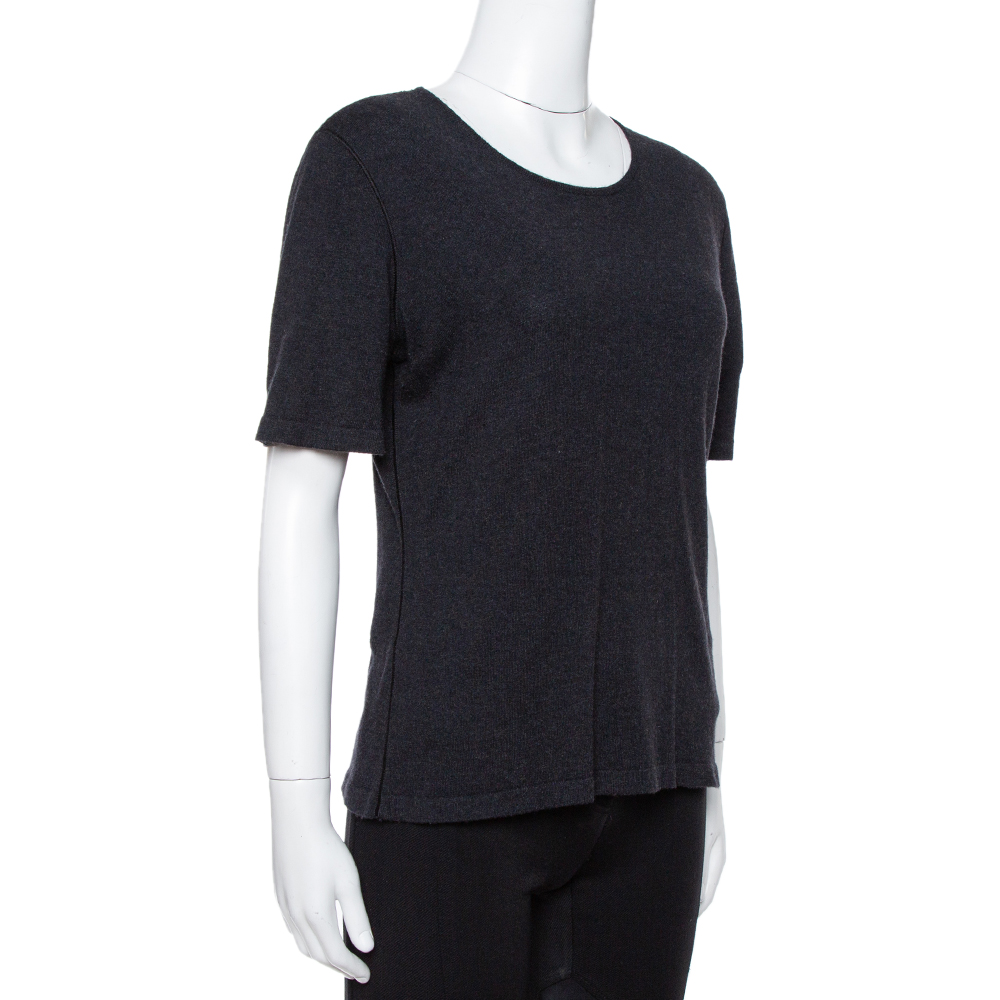 

Chanel Black Cashmere Knit Round Neck Top, Grey