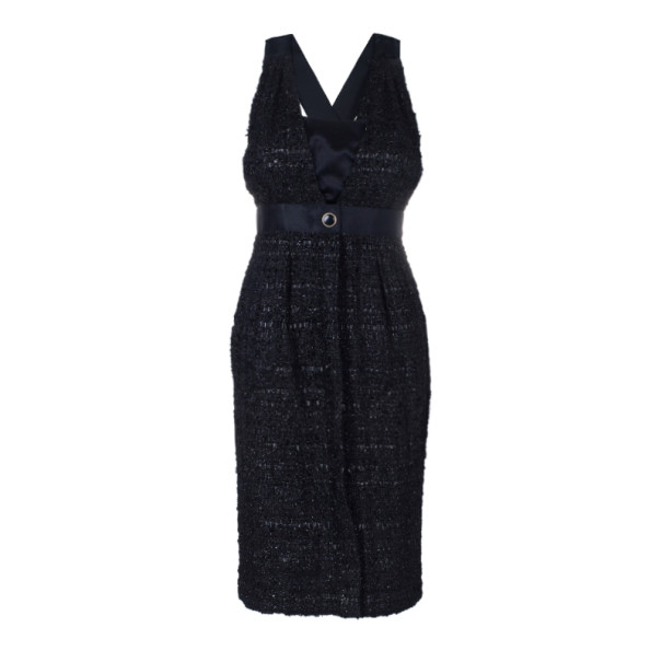 chanel black tweed dress