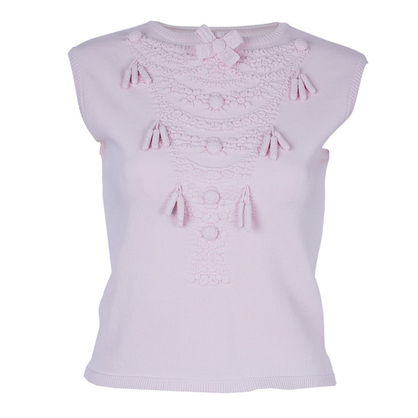 Pre Owned Chanel Pink Tassle Sleeveless Top S