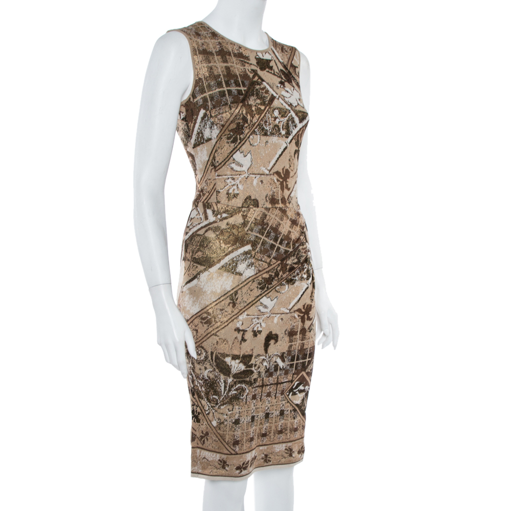 

Chanel Gold Jacquard Knit Sleeveless Shift Dress