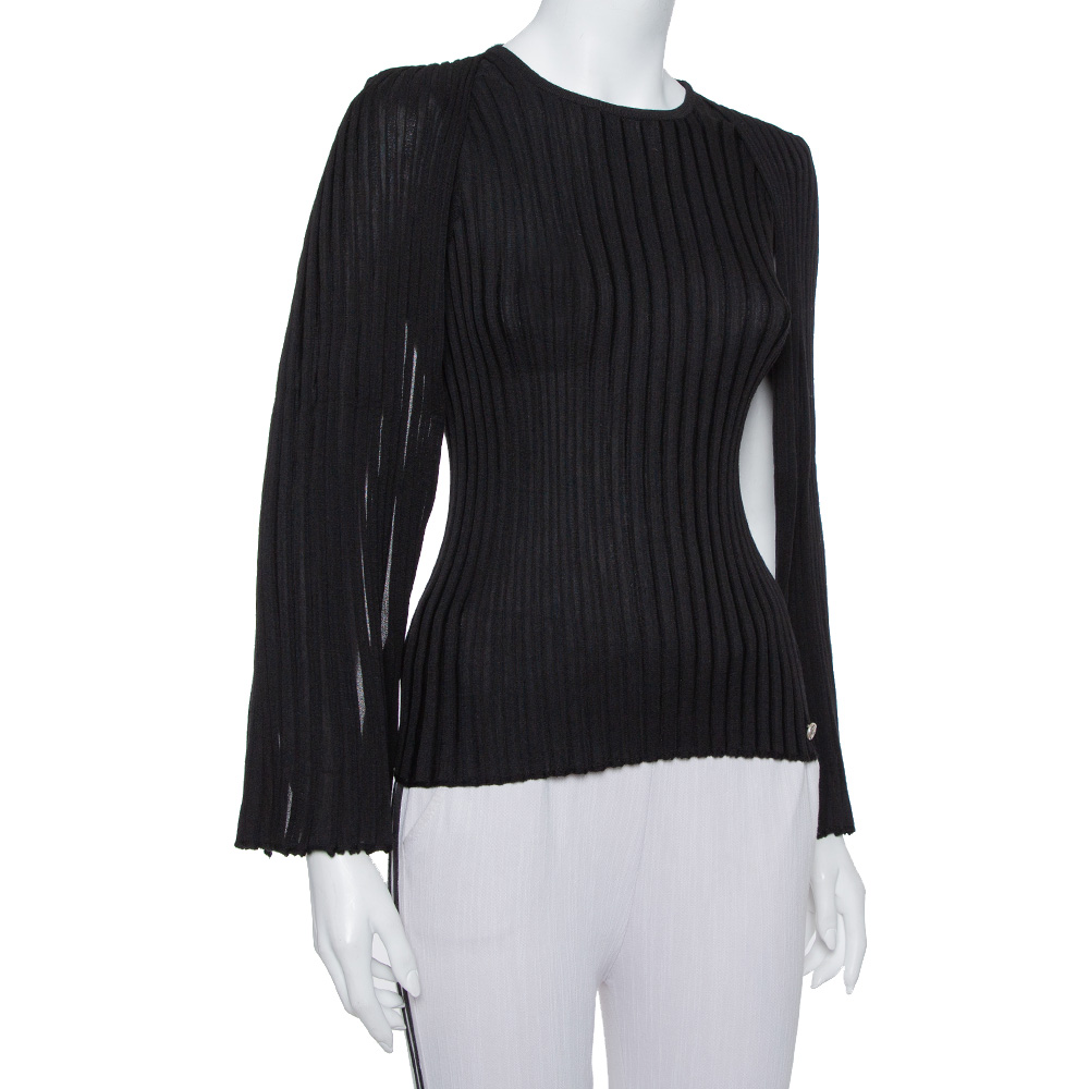 

Chanel Black Wool Cape Sleeve Top
