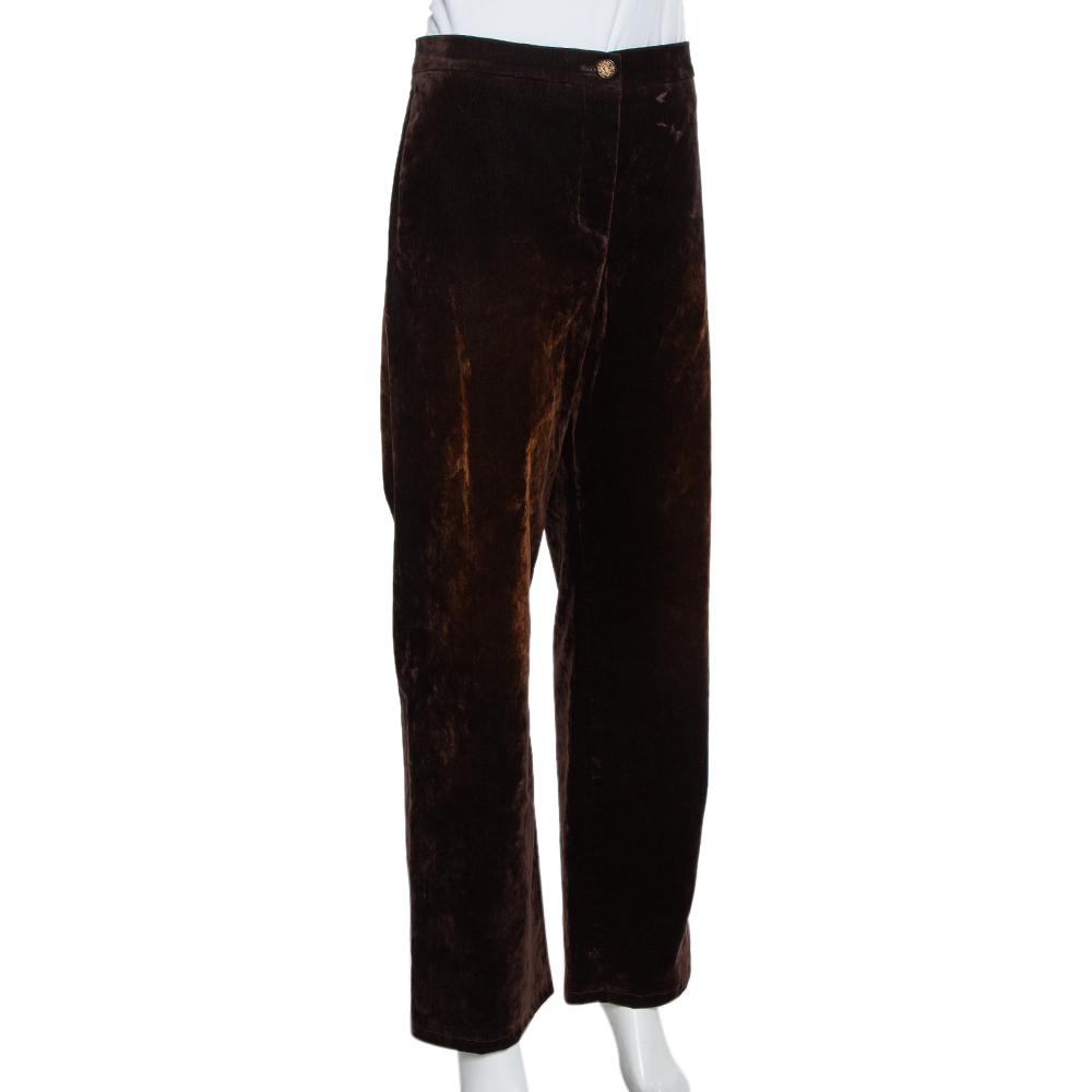 

Chanel Brown Velvet Wide Leg Trousers