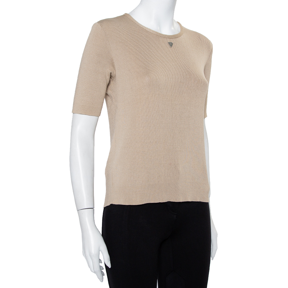 

Chanel Beige Cotton Knit Short Sleeve T-Shirt