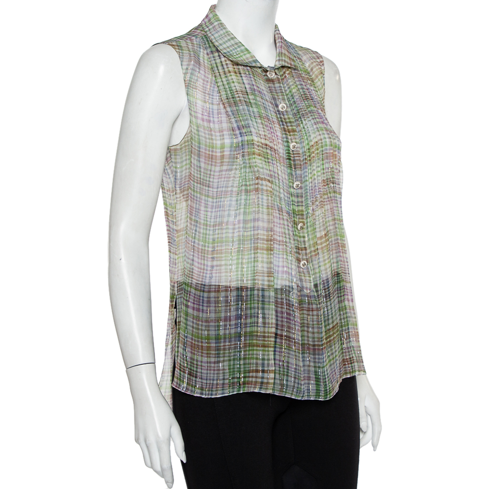

Chanel Multicolor Lurex Silk Sleeveless Shirt