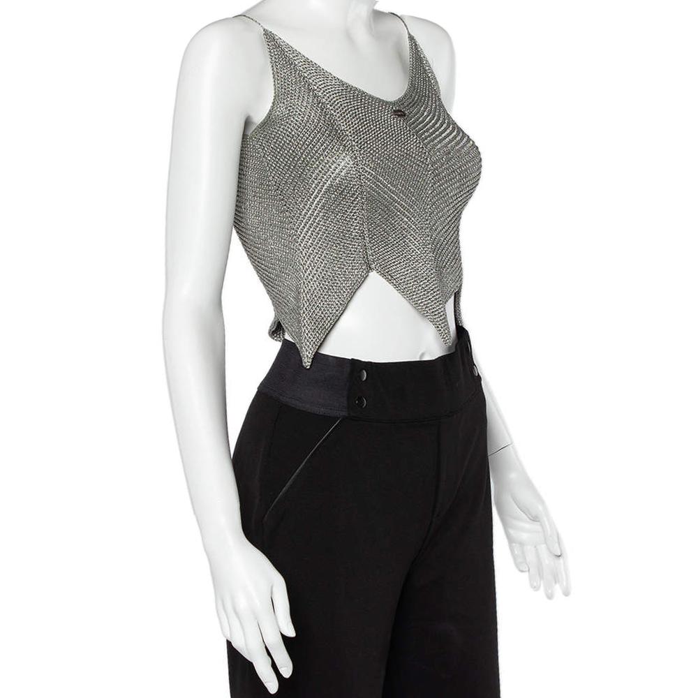 

Chanel Grey Knit Asymmetrical Hem Camisole Top