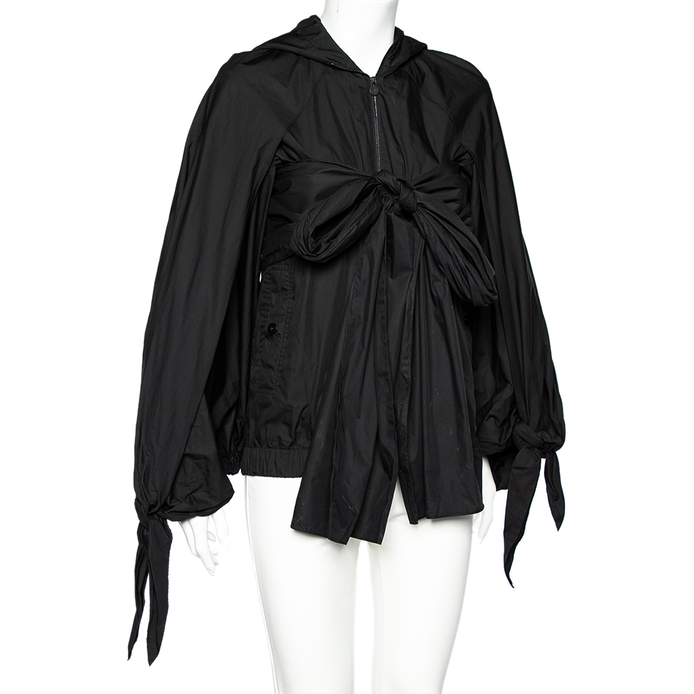 

Chanel Black Synthetic Detachable Scarf Trim Oversized Hooded Jacket