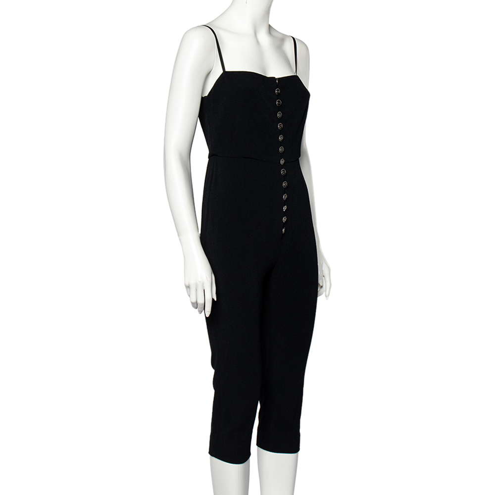 

Chanel Black Knit Button Front Sleeveless Jumpsuit