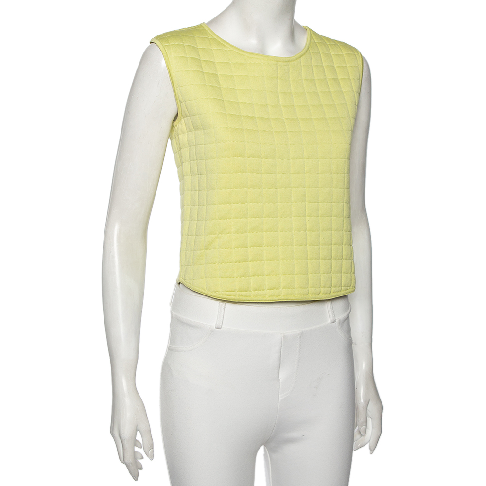 

Chanel Light Green Cotton Quilted Sleeveless Top