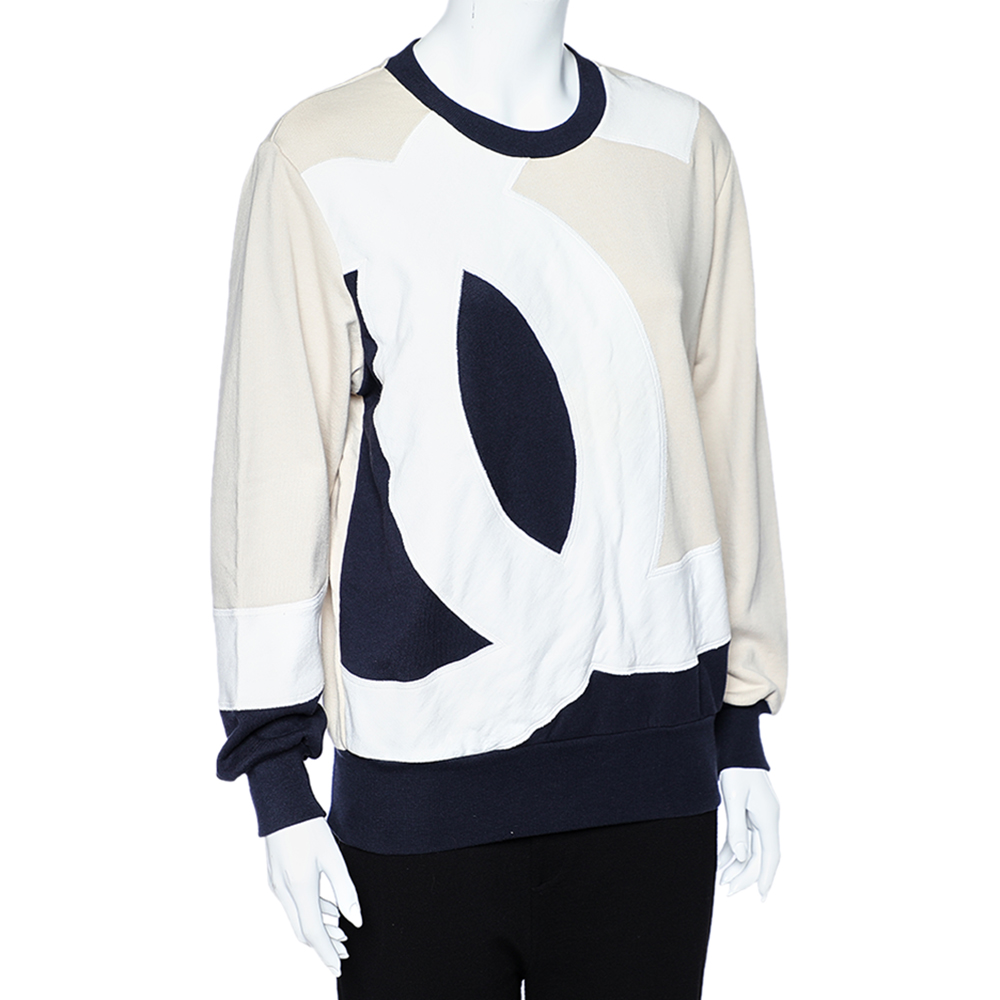 

Chanel Colorblock Logo Embroidered Cotton Crewneck Sweatshirt, Multicolor