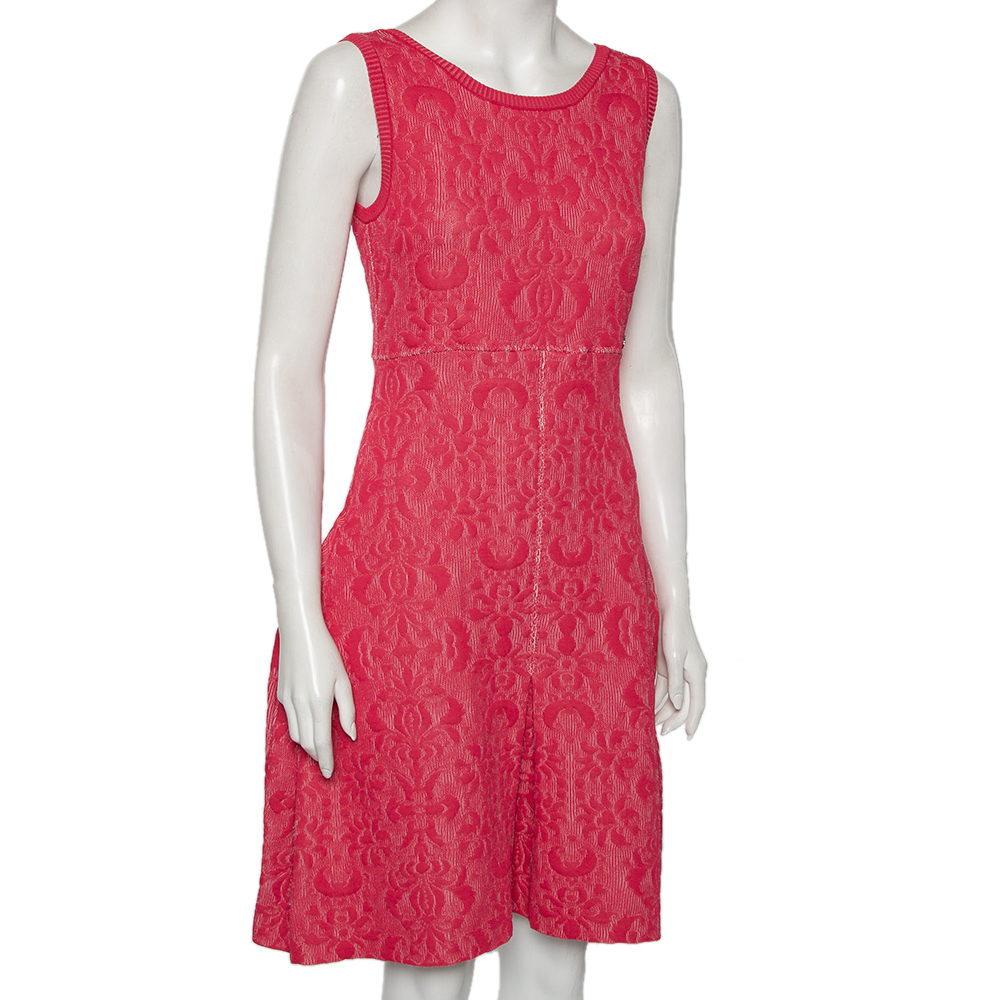 

Chanel Pink Embossed Jacquard Knit Sleeveless Dress