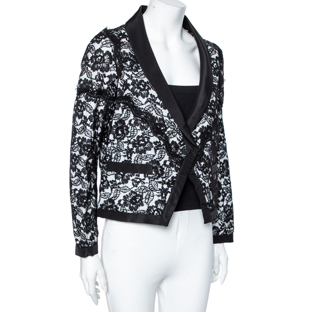 

Chanel Black Lace Overlay Single Breasted Blazer