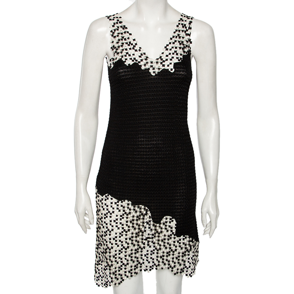 

Chanel Monochrome Textured Knit & Woven Inset Sleeveless Dress & Jacket Set, Black