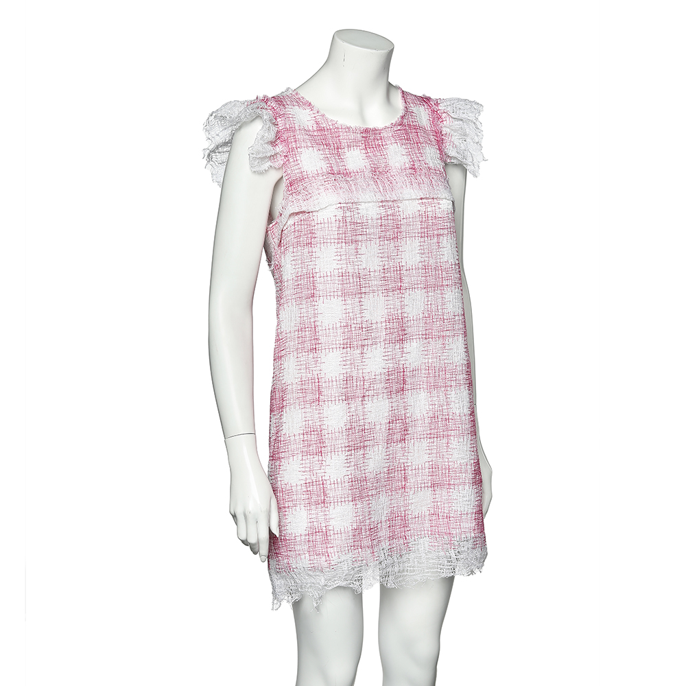 

Chanel Pink Patterned Cotton Mesh Dress