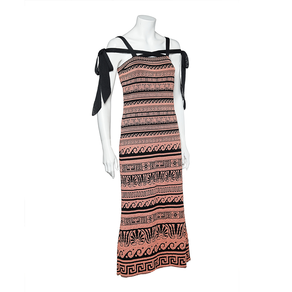 

Chanel Terracotta & Black Knit Antique Grecian Print Maxi Dress, Pink