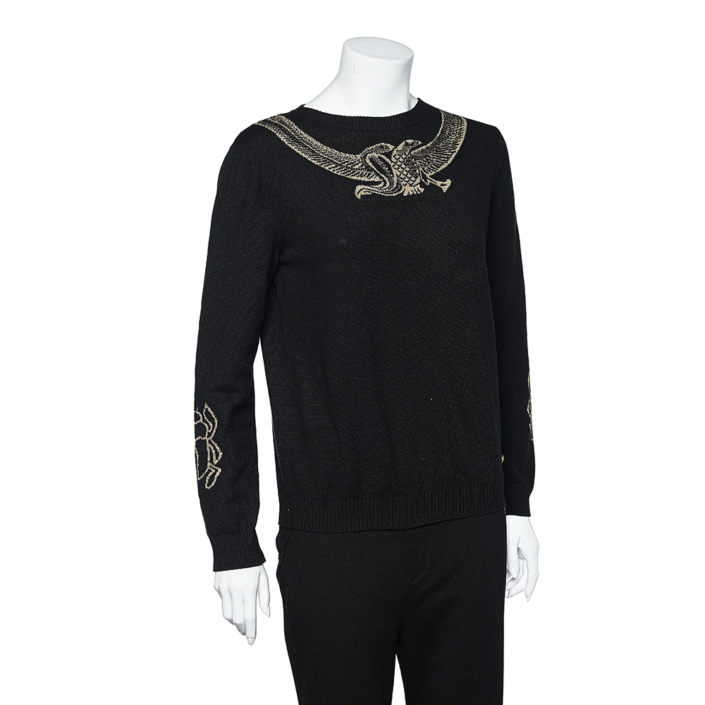 

Chanel Black Cashmere & Lurex Intarsia Knit Crewneck Pullover