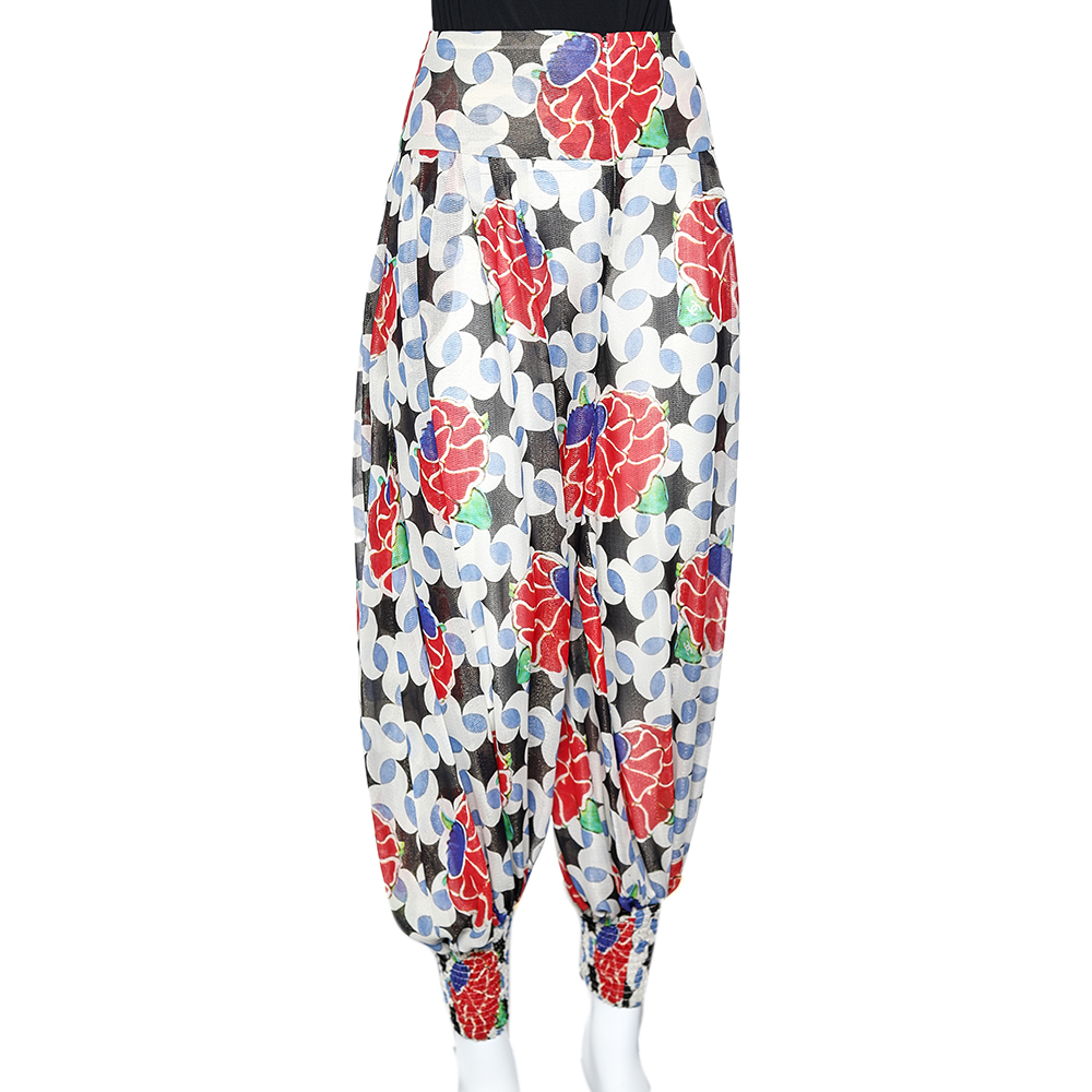 

Chanel Multicolor Floral Printed Lurex Silk Harem Pants