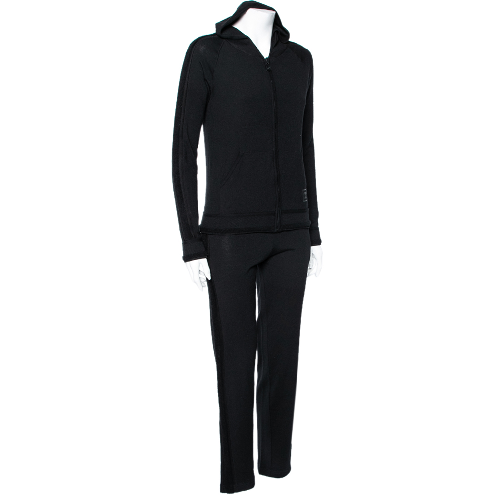 

Chanel Black Wool Knit Zip Front Hooded Tracksuit