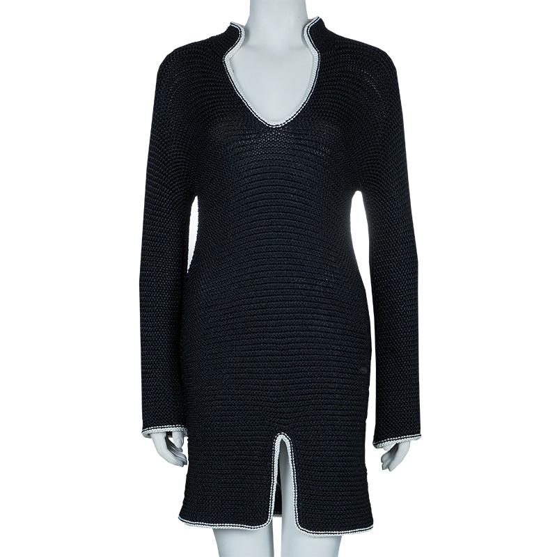 

Chanel Black Chunky Loose Knit Long Sleeve Dress
