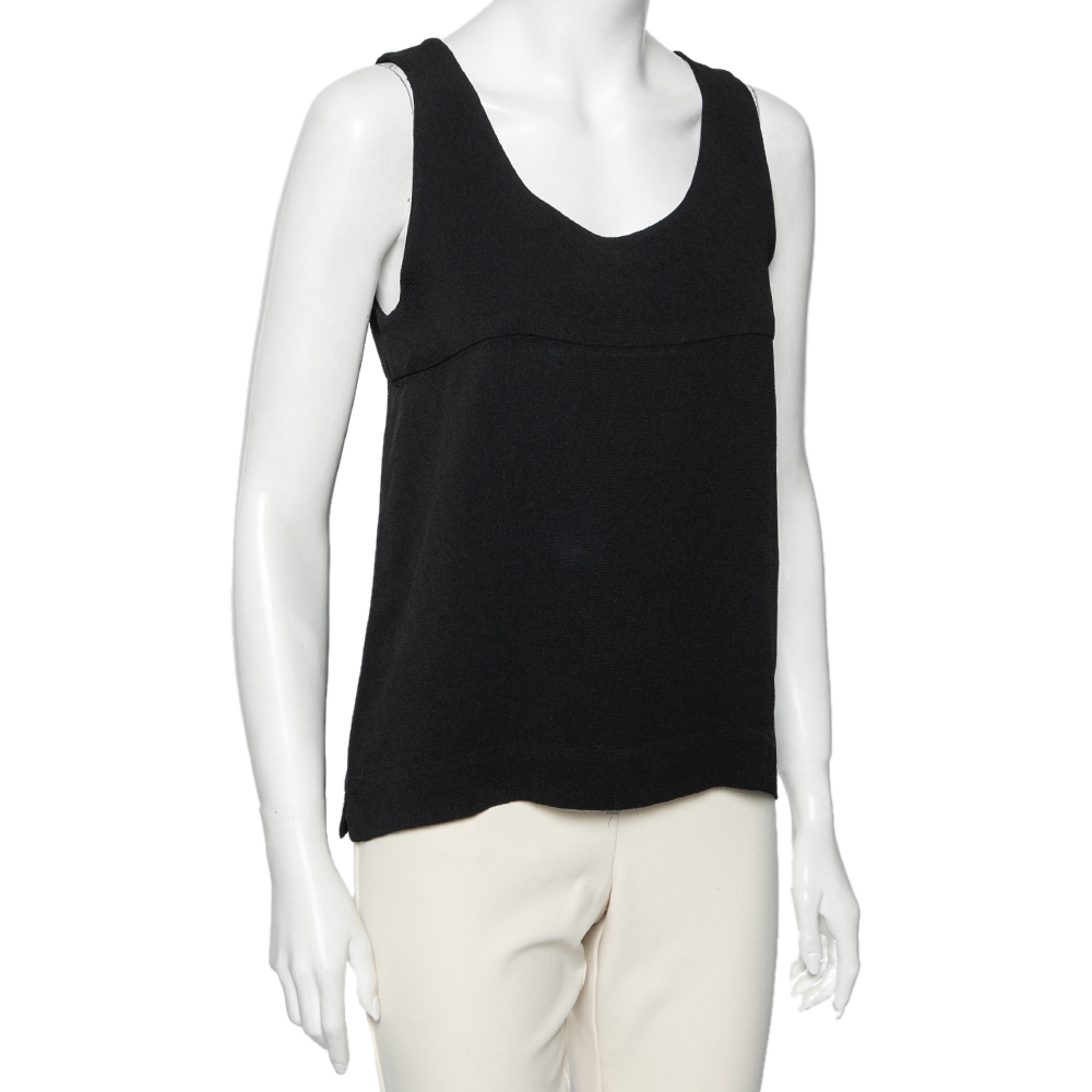 

Chanel Black Textured Crepe Sleeveless Top