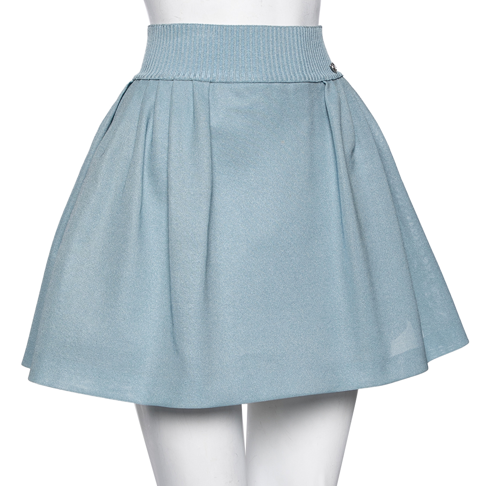 

Chanel Light Blue Mesh Pleated Puff Skirt