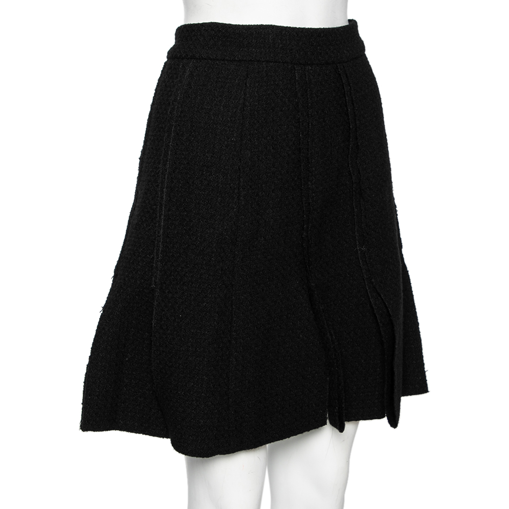 

Chanel Black Tweed Paneled Mini Skirt