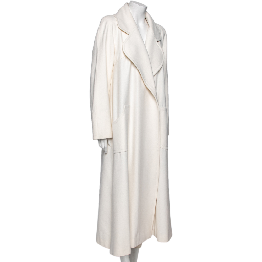 

Chanel White Cashmere Open Front Overcoat