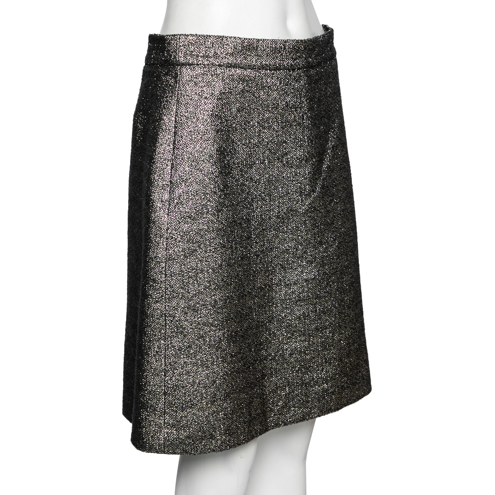 Chanel Silver Metallic A Line Skirt
