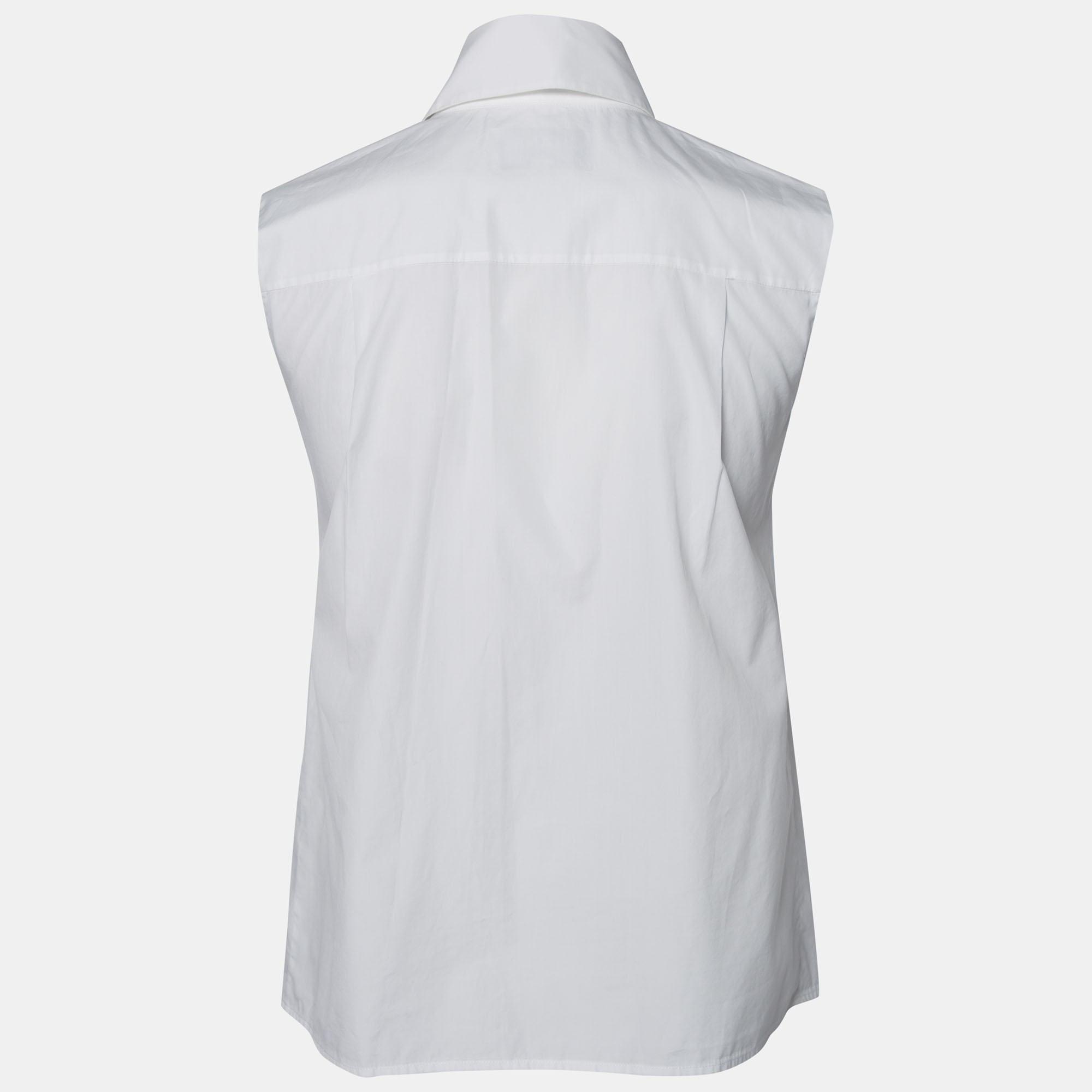 

Chanel White Cotton Button Front Sleeveless Shirt
