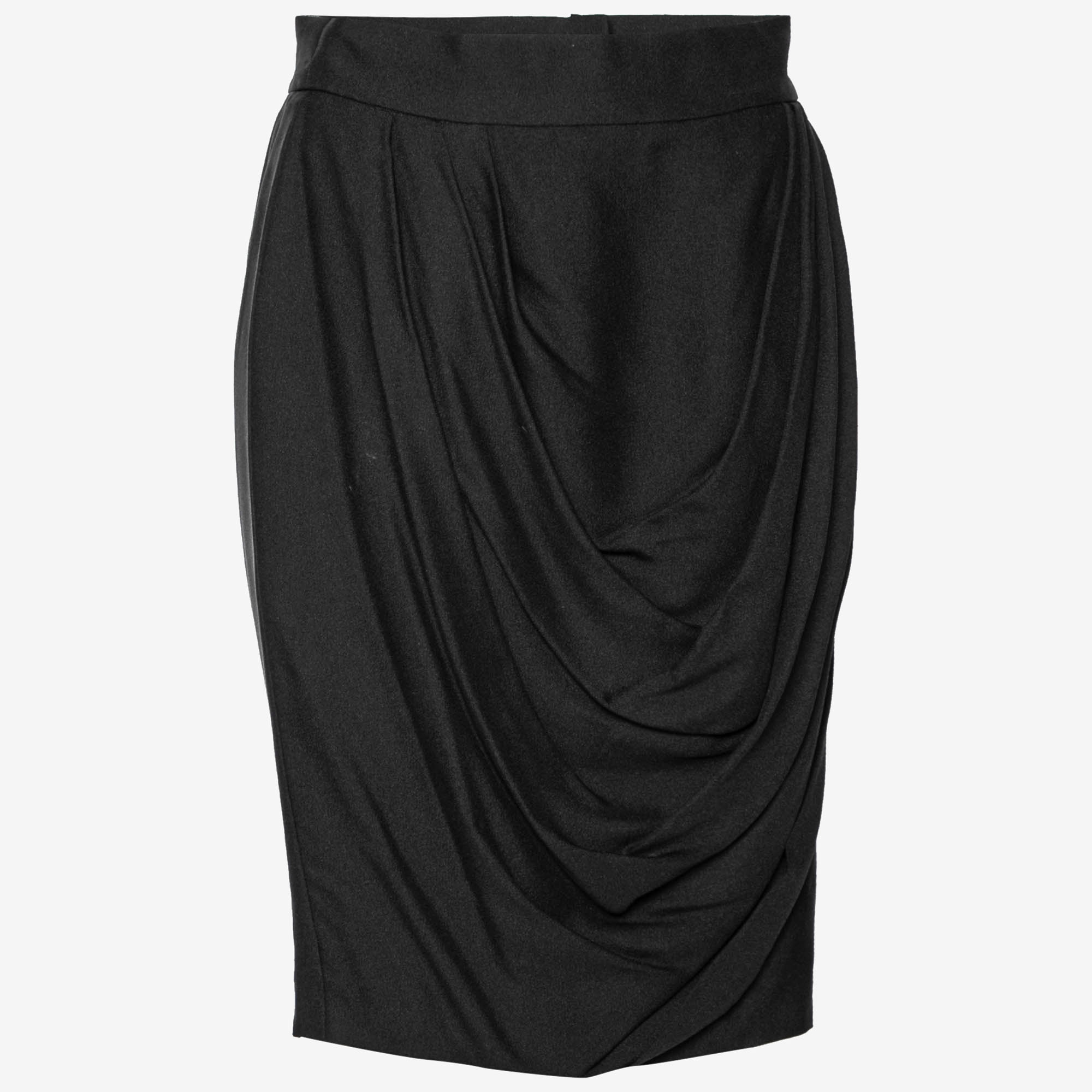 Pre-owned Chanel Black Silk Crepe Draped Skirt M
