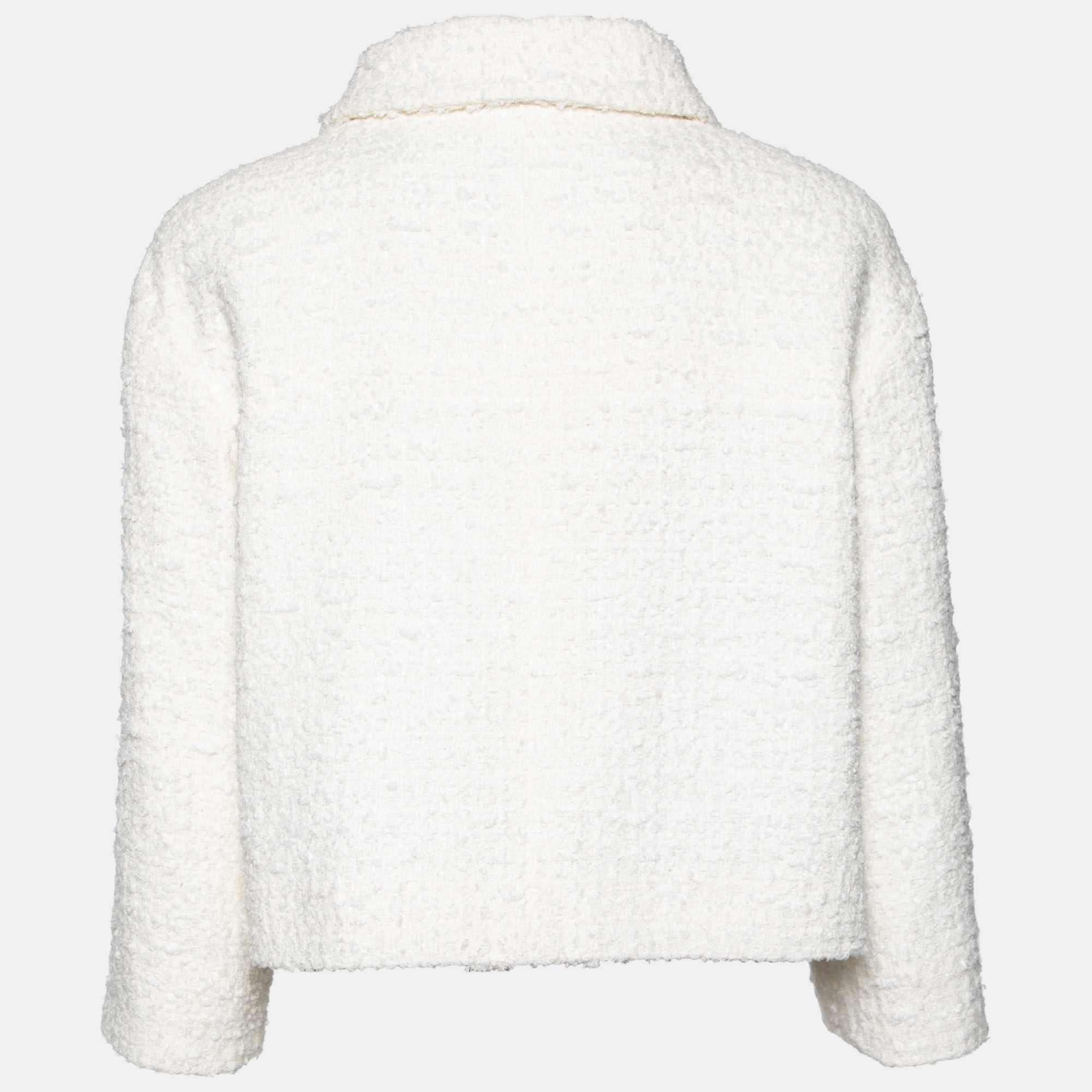 

Chanel Ivory Tweed Pocketed Button Front Jacket, White