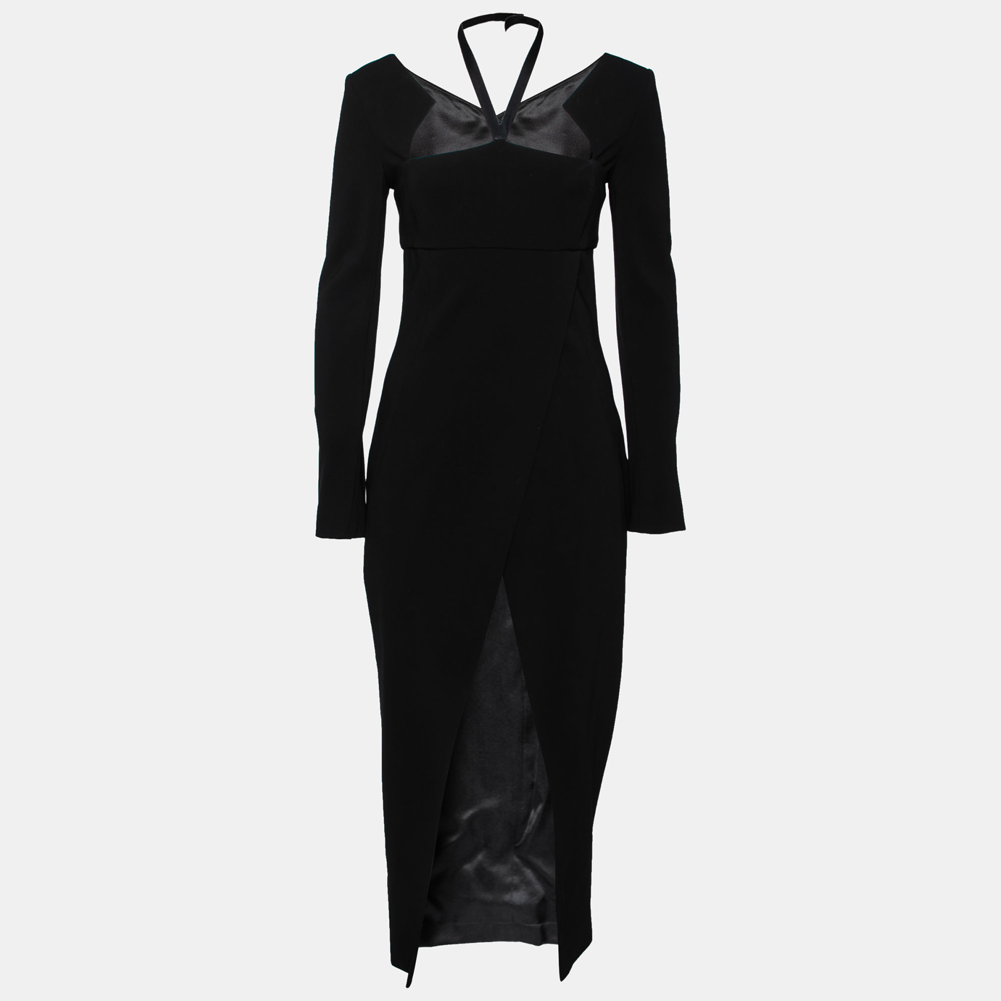 Pre-owned Chanel Black Stretch Knit Cut-out Back Detail Midi Dress M ...