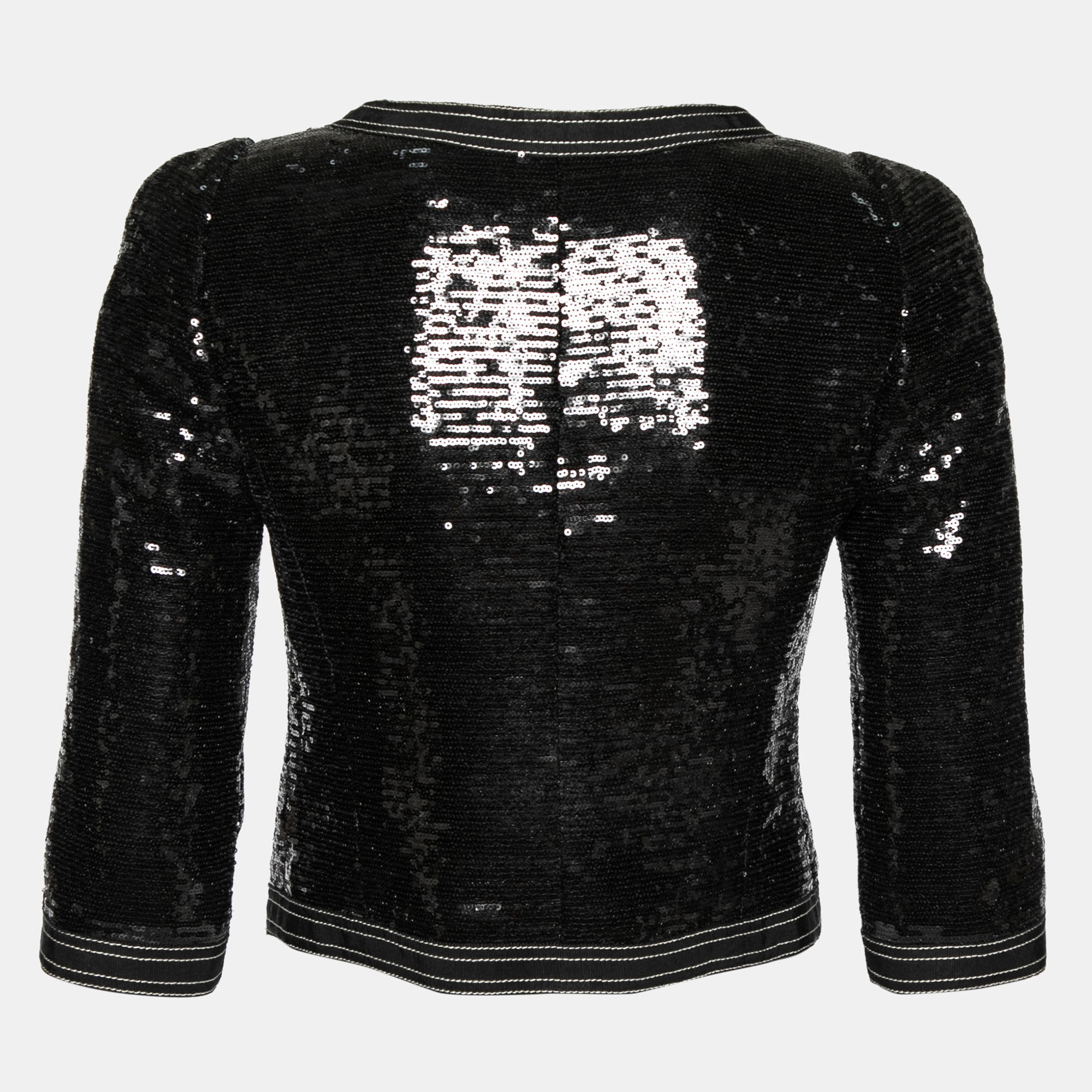 

Chanel Black Sequin Embellished Zip Front Jacket
