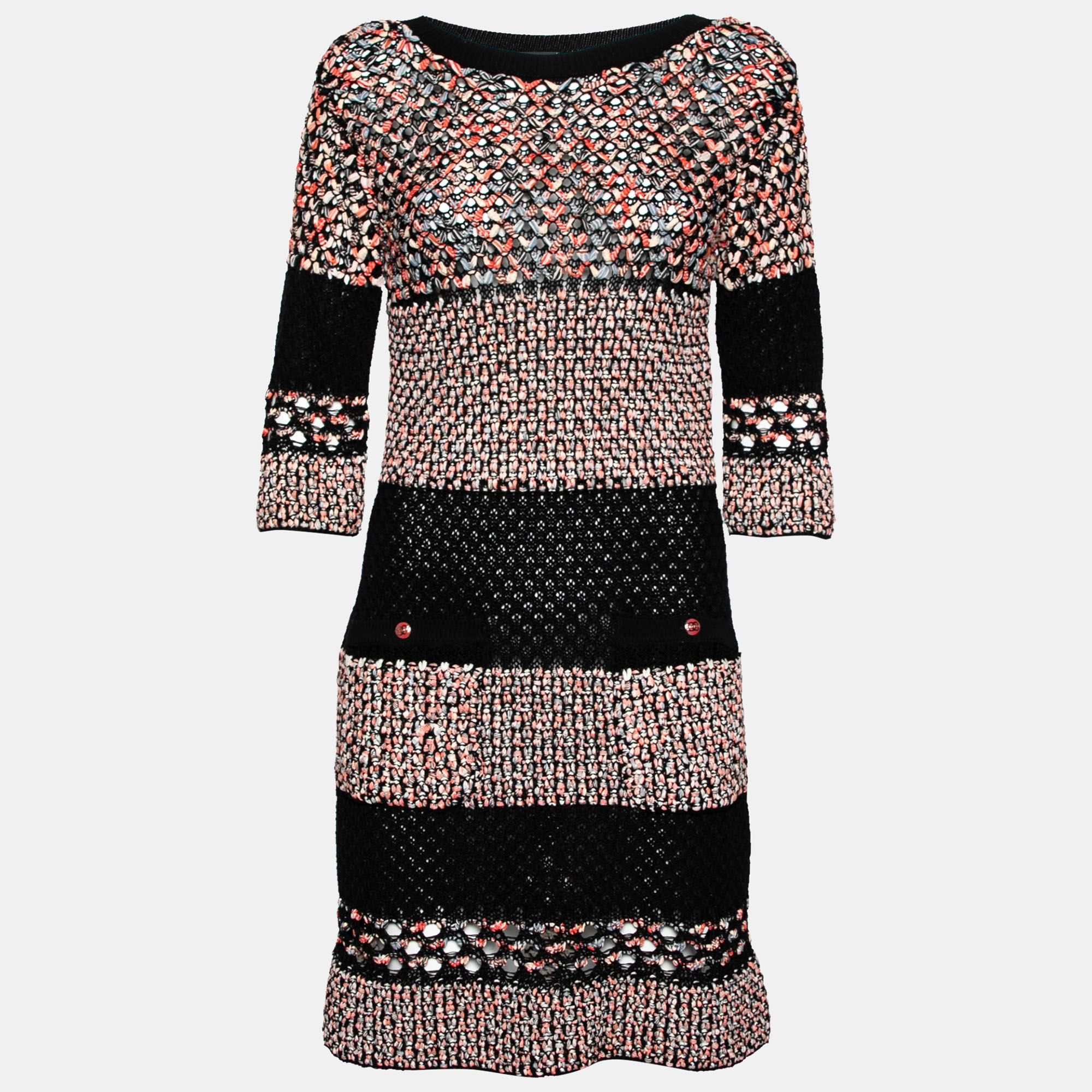 

Chanel Multicolored Cotton & Silk Open Knit Dress S, Multicolor