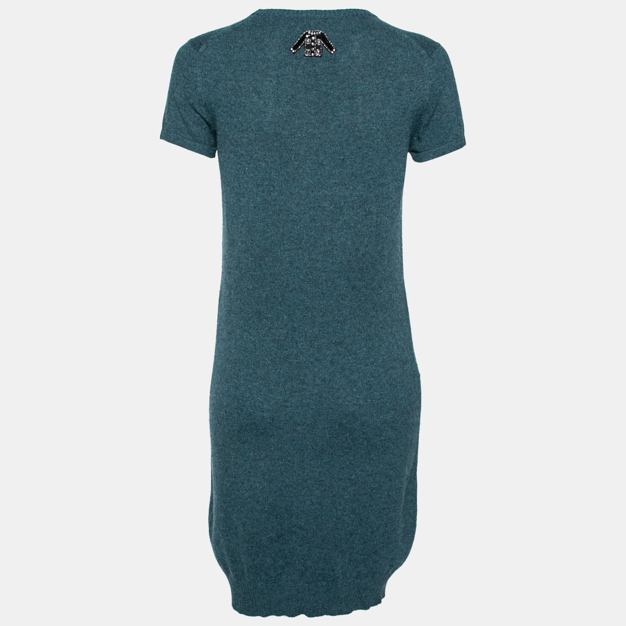 

Chanel Teal Blue Cashmere Front Pocket Dress