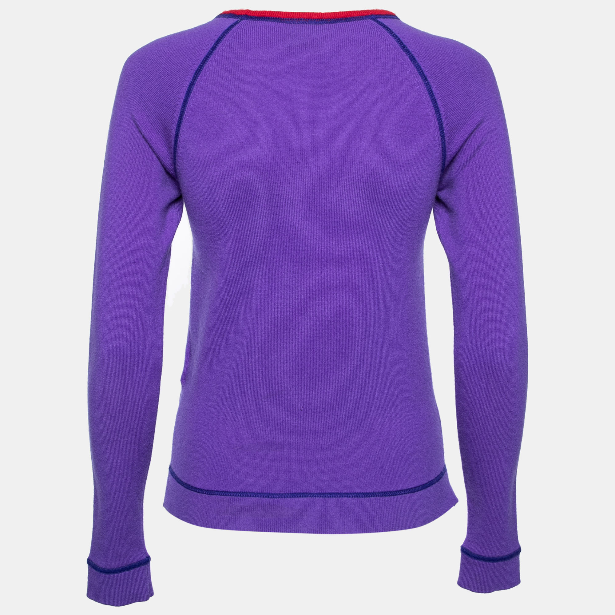 

Chanel Purple Cashmere Crew Neck Long Sleeve Sweater