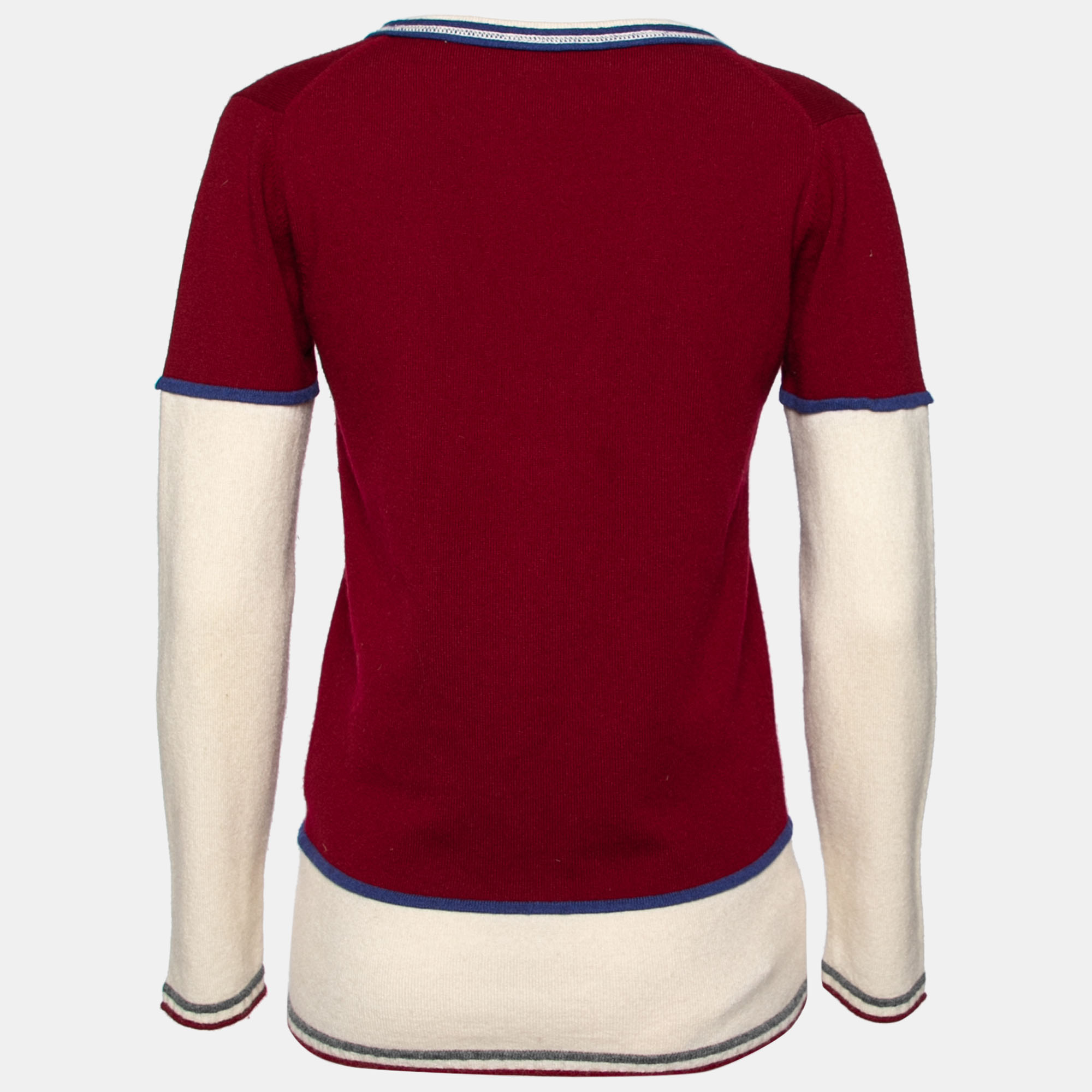 

Chanel Burgundy Cashmere CC Long Sleeve Sweater